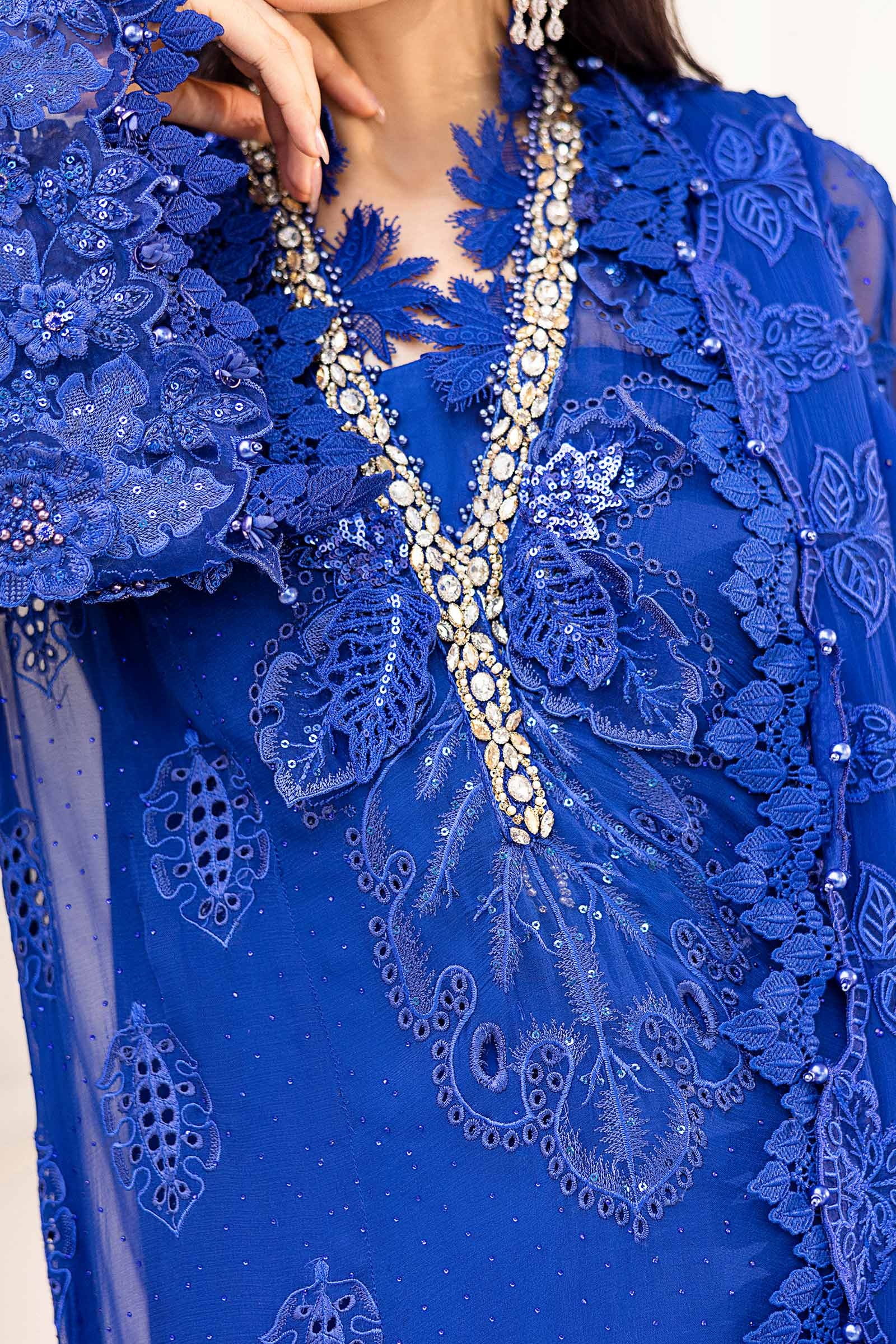 MARIA B Chiffon | MPC-25-103 clothing in blue tones.